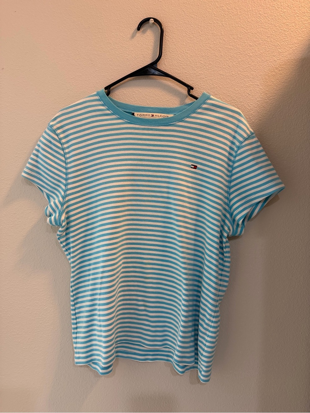 Tommy Hilfiger Light Blue & White Striped Short Sleeve Tee